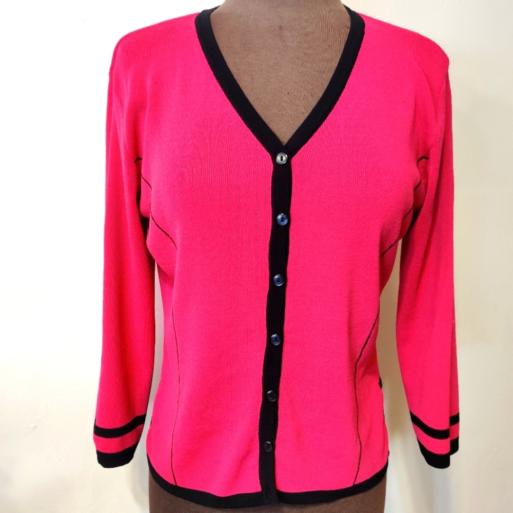 Finity Pink/black Cardigan Sweaters M